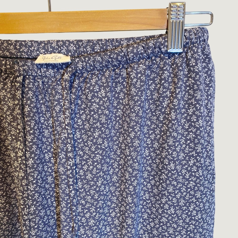 John Galt Brandy Melville Floral Pajama Pants Navy Blue White Micro Print Small